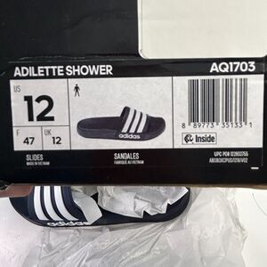 Adidas Adilette Shower Slides Mens 12 Collegiate Navy Three Stripe Sandal AQ1703
